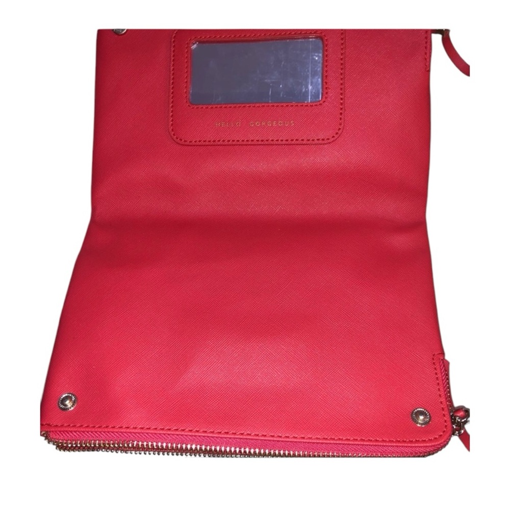 Stella & Dot Laser Cut Coral and Beige Zip Snap Bifold Clutch - Picture 4 of 12